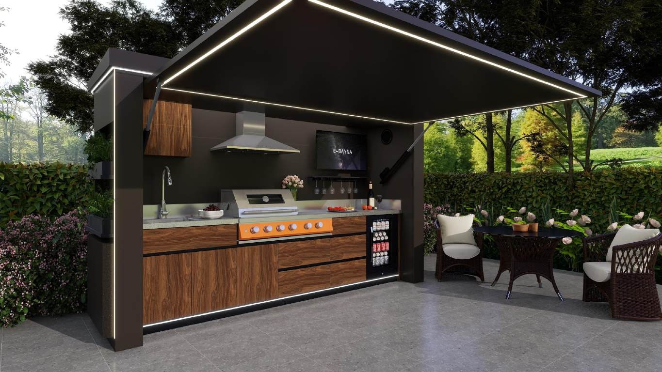 A-Ultra BBQ Pod professional-grade outdoor kitchen with massive grill